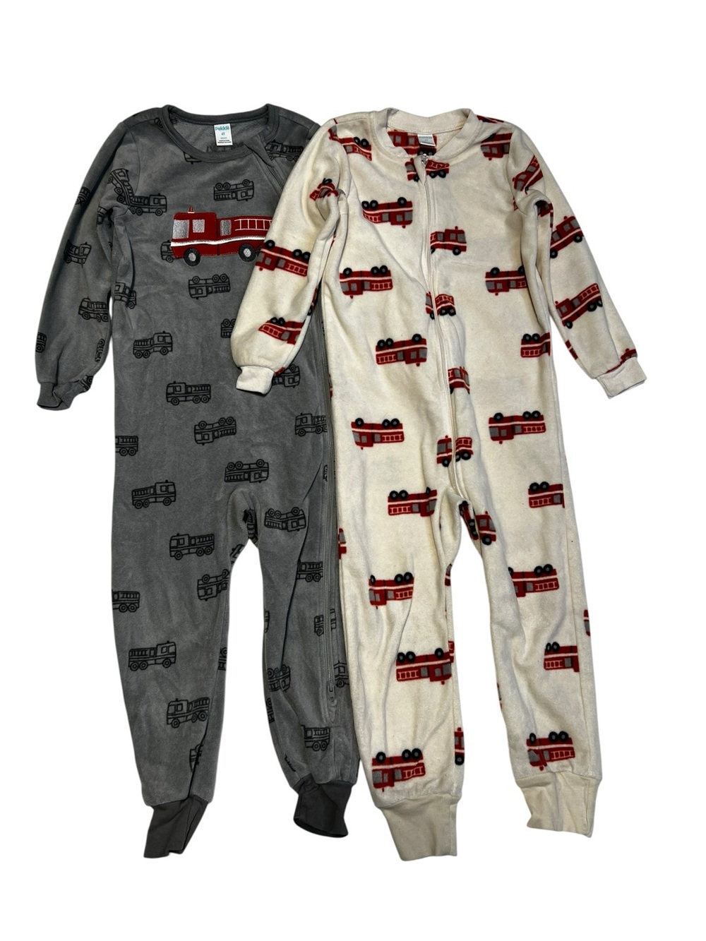 Carter's 2-Pack Fire Truck Fleece Footless Pajamas in Gray and Cream